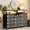 Grey, variant on Dresser for Bedroom with 11 Fabric Drawers, Featuring Power Outlet & LED Lights, Wooden Top, 55”w TV Stand for Chest of Drawers for Closet and Entryway