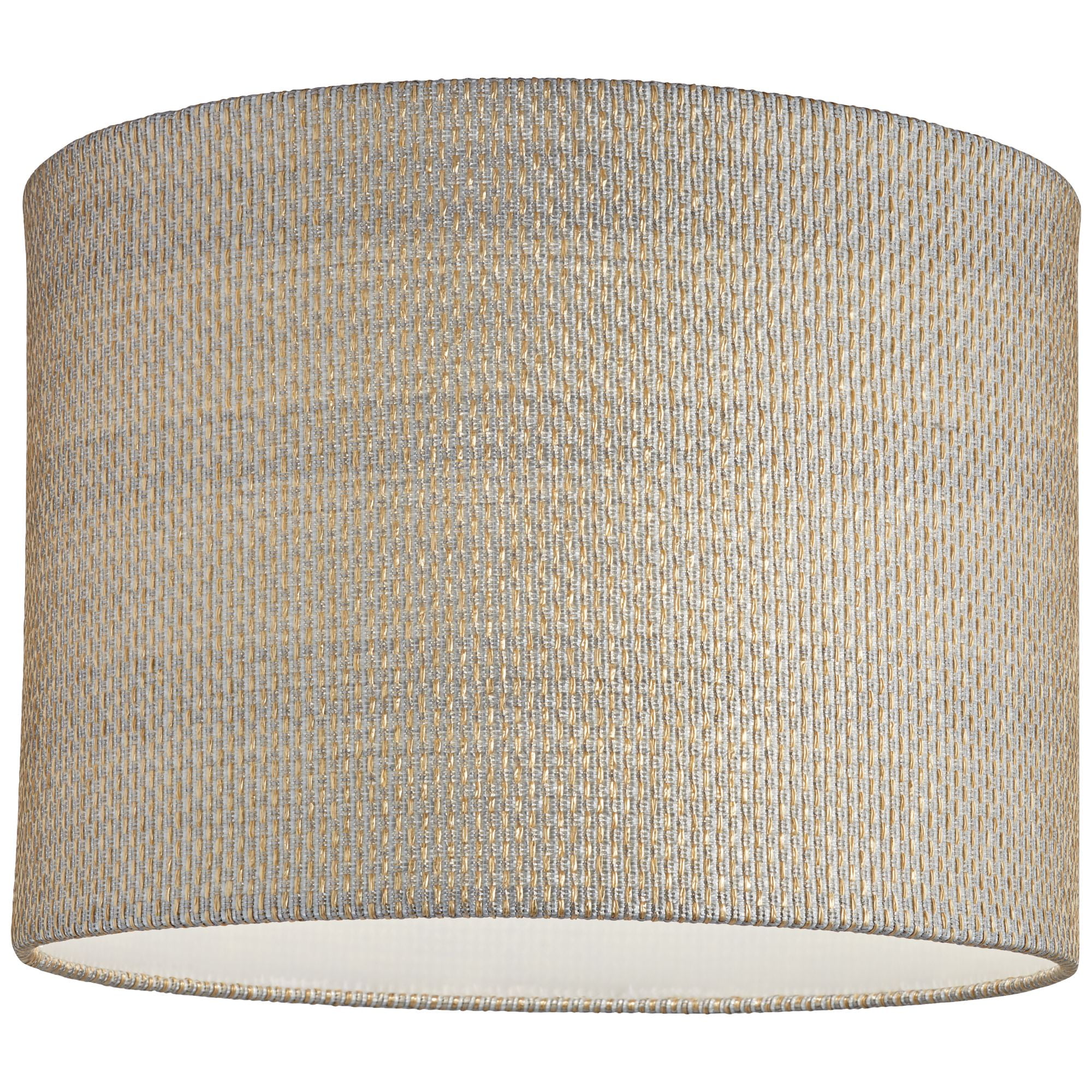 Springcrest Gray and Gold Plastic Weave Medium Drum Lamp Shade 15" Top x 15" Bottom x 11" High (Spider) Replacement with Harp and Finial