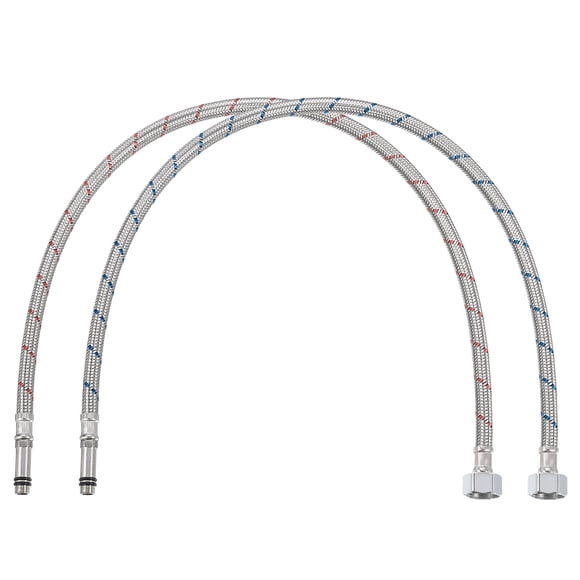 Conector de línea de suministro de grifo Uxcell de 28", G1/2 hembra x M10 macho, manguera de suministro de agua trenzada de acero inoxidable 304, 2 paquetes