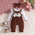 thumbnail image 2 of 0-3 Months Infant Girl Outfit Preemie Newborn Baby Girl Clothes Infant Romper Onepiece Fall Winter Outfits Gifts for Girls 3 6 9 12 18 Months Cute Romper Set,Brown, 2 of 6
