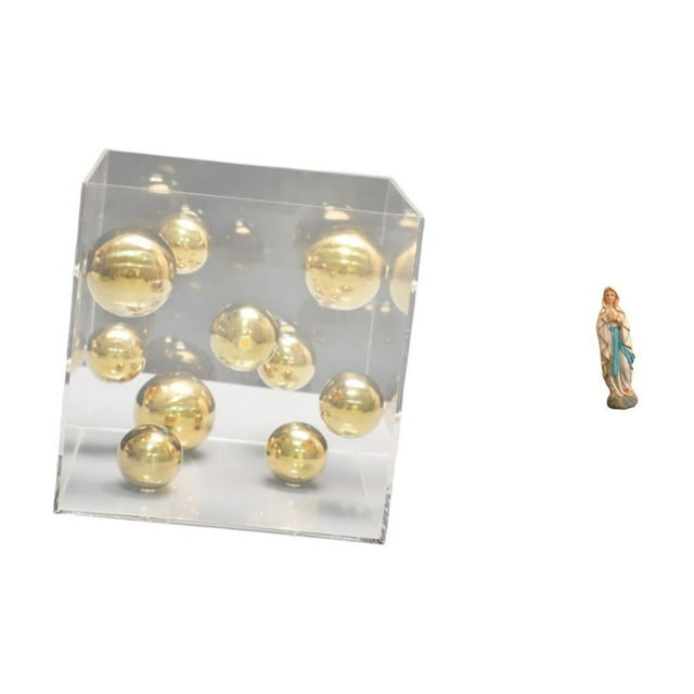 Estatua de resina con caja cuadrada de acrílico, figura decorativa en forma de bola, adorno de María, colección religiosa, decoración de ace