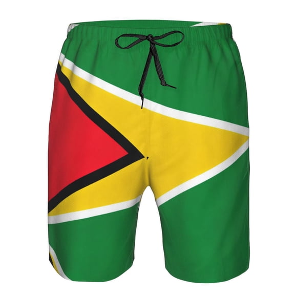 Men's Beach Shorts Guyana Flag Board Shorts Summer Swim Trunks with Mesh Liner XX-Large