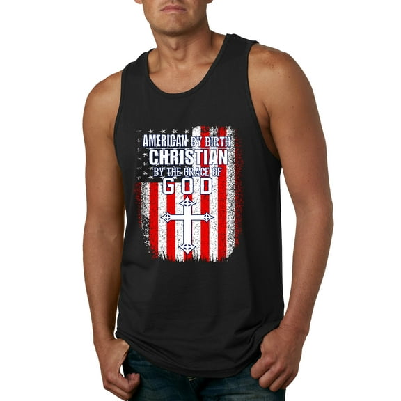 Wild Bobby, American by Birth Christian by The Grace of GOD Inspirational/Christian Men Graphic Tank Top, Black, Small