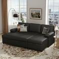 thumbnail image 2 of COPIAE 80” L Shaped Sofa Sleeper, 2 in 1 Pull Out Sofa Bed with Upholstered Cushion, Faux Leather Couch with Storage& Removable Armrest, Modern Comfort Sectional Couch Bed for Living Room Bedroom, 2 of 9
