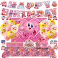 thumbnail image 2 of Lindo Kirby superestrella fiesta desechable pancarta vajilla colgante bandera Kirby superestrella globos set decoración de pastel de cumpleaños, 2 of 5