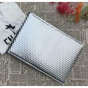100 #000 Glamour Metallic Silver Poly Bubble Mailers Envelopes 4x8 Extra Wide