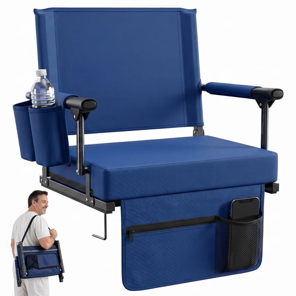 Sekey Stadium Seats with Back Support,Portable Bleacher Chairs with Cup Holder and Shoulder Strap
