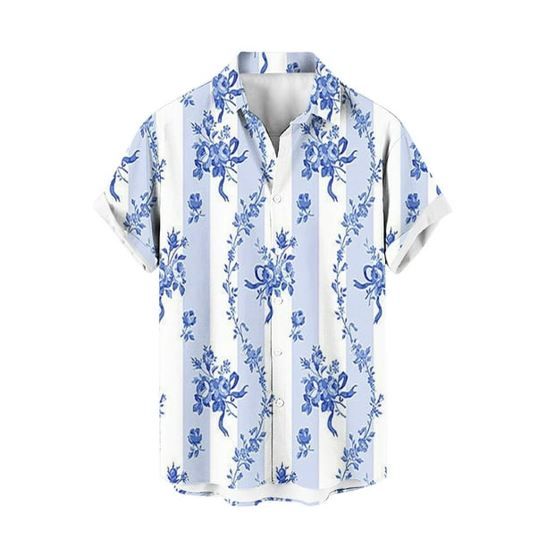 Camisa Hawaiana para Hombres de Manga Corta con Divertido Estampado Tropical, Camisa de Playa Casual para Uso Al Aire Libre Y Diario