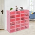 thumbnail image 5 of 24 Pack Shoe Boxes,Stackable Clear Shoe Boxes Flip Lid Shoe Boxes Boot Storage Organizer Shoe Cabinet & Shoe Cupboard for Homes, Cloakrooms for Storing Flats, Slippers, Casual Shoes (Pink), 5 of 13