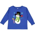thumbnail image 3 of Inktastic Christmas Snowman in Top Hat with Candy Cane Boys or Girls Long Sleeve Toddler T-Shirt, 3 of 5