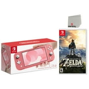 Nintendo Switch Lite 32GB Coral Edition and Legend of Zelda: Breath of the Wild Bundle - Japan Import with US Plug with Screen Cleaning Cloth