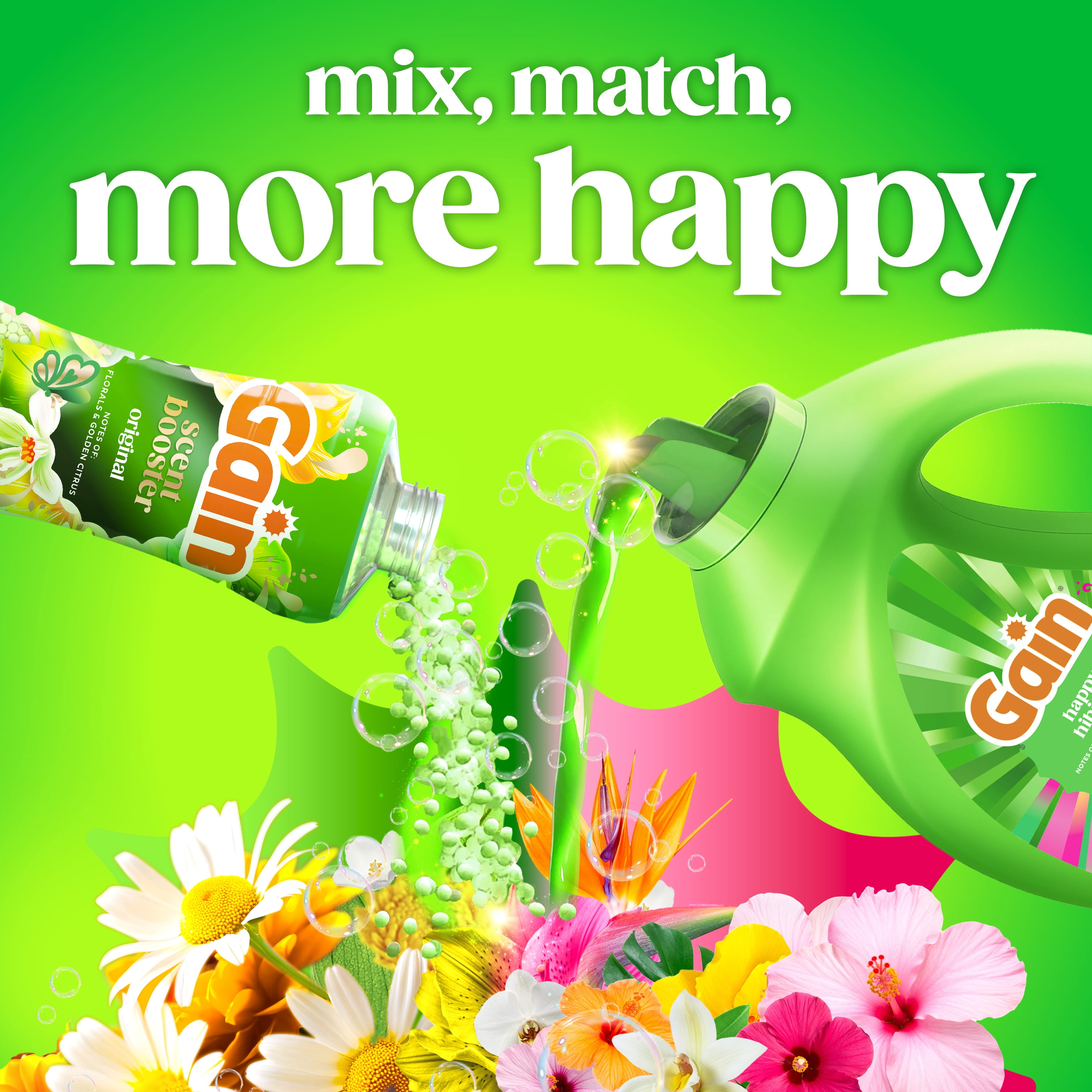 Gain Liquid Laundry Detergent with Odor Defense + All Day Freshness, Happy Hibiscus Scent, 177 fl oz, 134 Loads