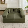 thumbnail image 4 of COOLHUT 106.3" W Combination Floor Sofa, High Rebound Density Sponge Sofa Couch, Modular Sectional Sofa L-Shape Corduroy Couch with Chaise, Big Comfy Sleeper Floor Sofa for Living Room,Olive Green, 4 of 25