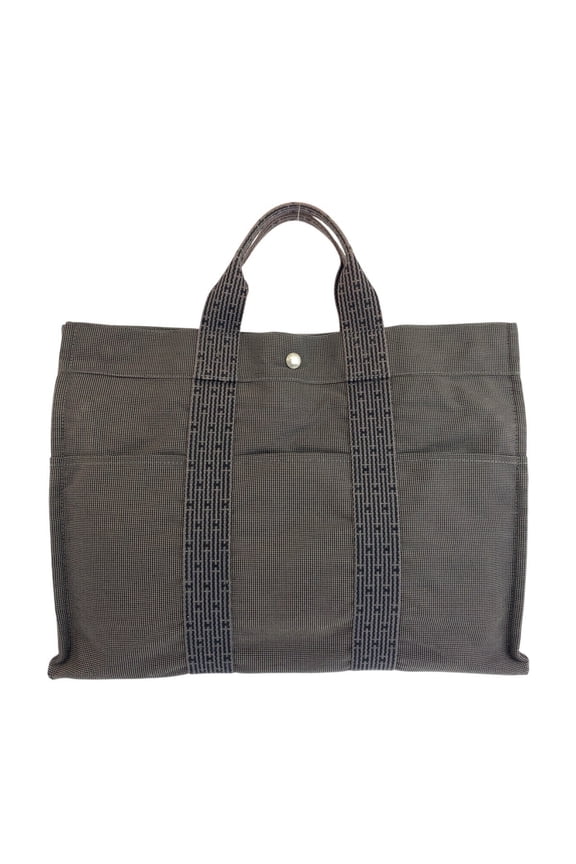 Pre-Owned HERMES Hermes Herline MM Grey Silver Hardware Polyamide Polyester Tote Bag Handbag...