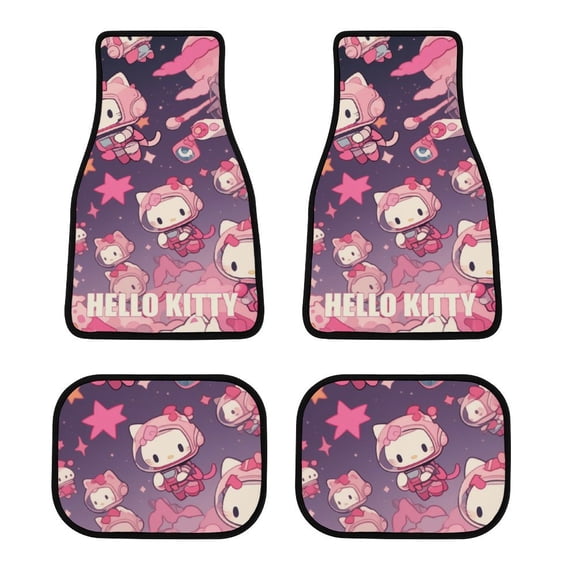 Hello Kitty Car Floor Mats 4PC Set Anti Skid Vehicle Floor Mat Car Carpet for Front Rear Seats Universal Auto Interior Accessories