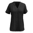thumbnail image 4 of Womens Tops Women's V Neck Short Sleeve Blouse Tops Knit Pullover Textured Casual Loose Fit Shirts Summer Outfits T-Shirts For Women, 4 of 4