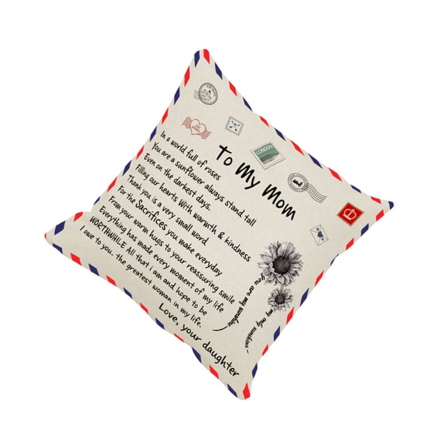 Kenally Funda de almohada con diseño de sobre, funda de almohada decorativa con forma cuadrada, funda de almohada para hija, hijo, sofá cama, cojín Ventana automotriz hija a madre Kenally VI012490-10