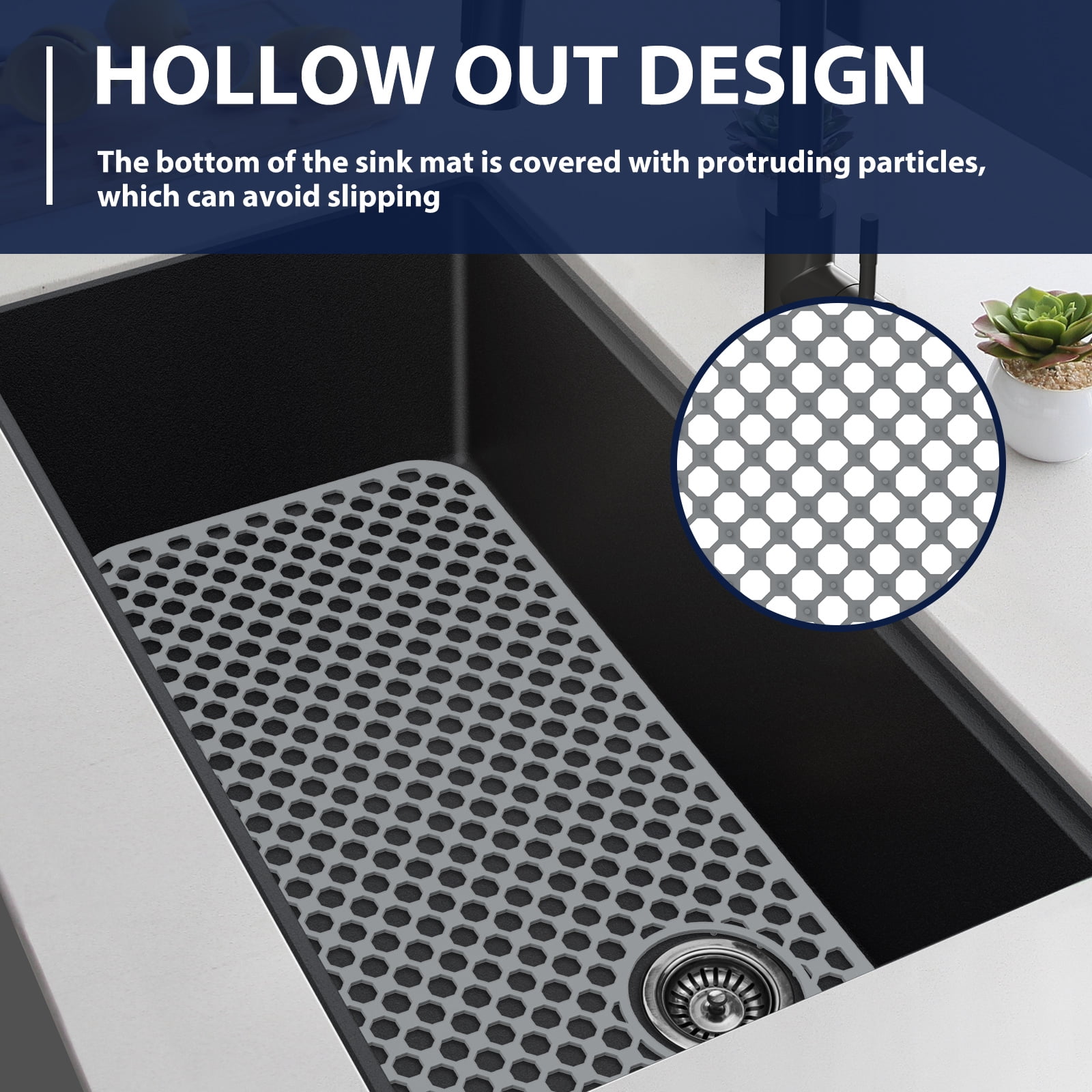 Hollow out Silicone Sink Protector Mat Cuttable Versatile Kitchen Sink Mat With Anti Slip Particle for Stainless Steel Basin Countertop