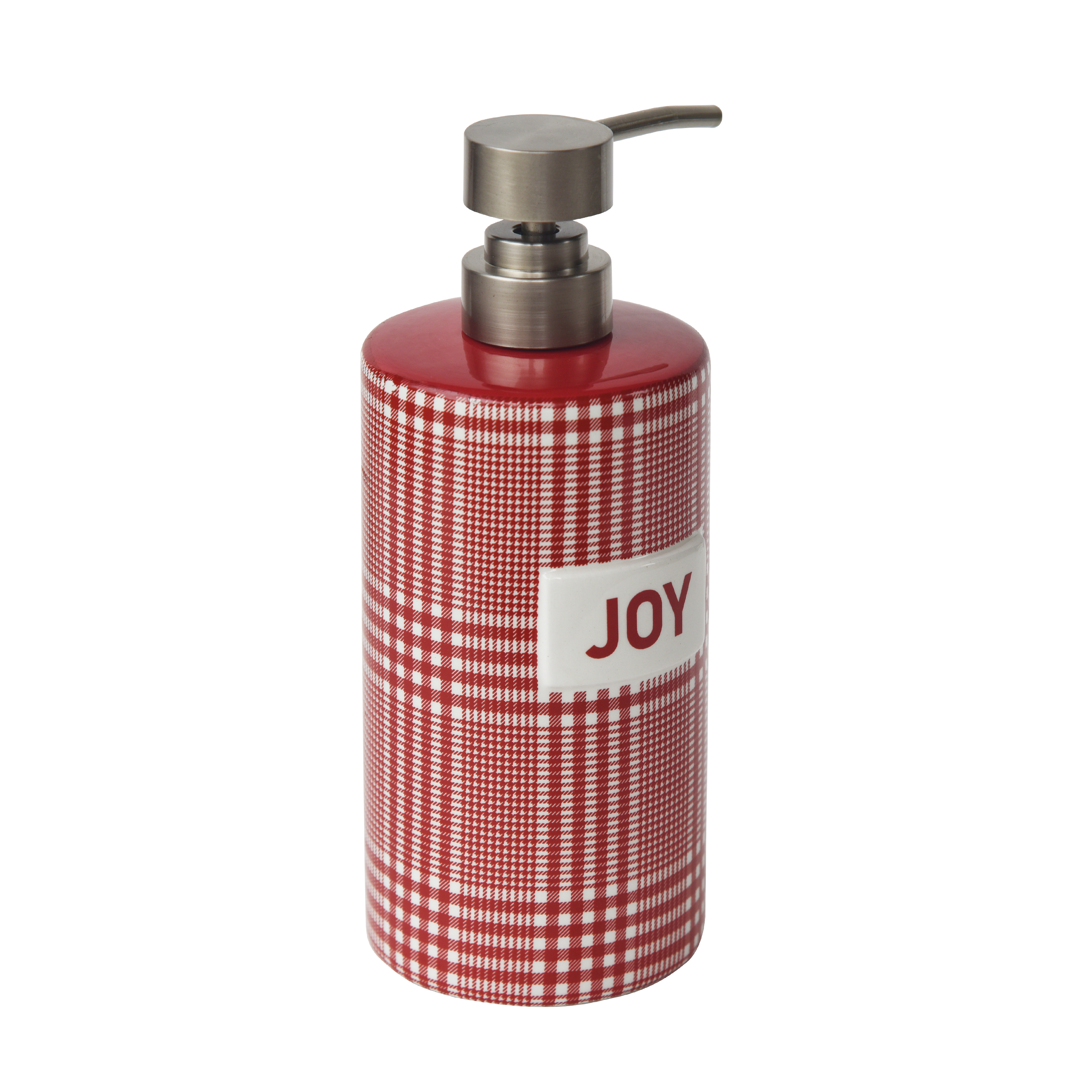 Plaid Joy Christmas Ceramic Soap Dispenser