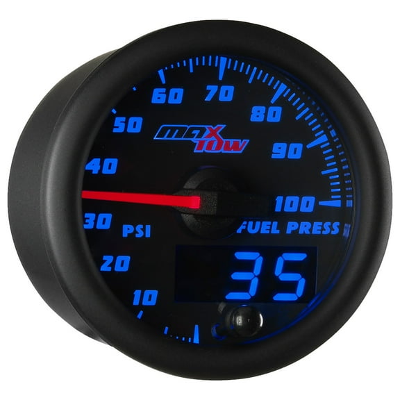 MaxTow | Black & Blue Double Vision Series 100 PSI Fuel Pressure Gauge for Trucks