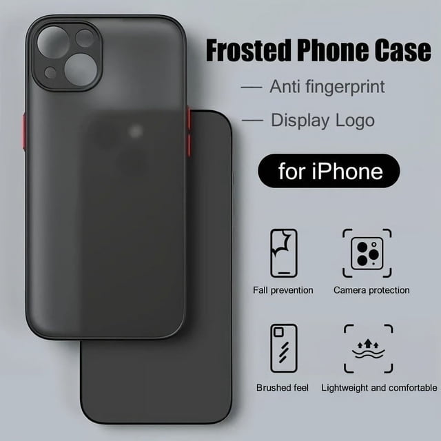Buy 1 Get 1 Free, total of 2 PCS Ultra-Thin Matte PC Phone Case for iPhone 11 13 12 14 Pro Max Mini, Shockproof Bumper Case with Enhanced Grip, Anti-Scratch Protection, and Precise Cutouts for iPhone