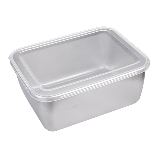 Conteneur de Préparation de Repas en Acier Inoxydable avec Couvercle, Boîte de Rangement Alimentaire Rectangulaire pour Réfrigérateur, Pique-Nique, Fondue Chinoise