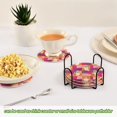 thumbnail image 6 of Haosy Set of 6 Drink Woven Coaster with Holder Heat Resistant Non-Slip Bar Coasters 4 Inches Retro Groovy Checkered, 6 of 7