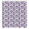 thumbnail image 3 of Floral Shower Curtain, Graphic Abstract Gardening Theme with Stylized Petals and Curves, Fabric Bathroom Set with Hooks, 69W X 84L Inches Extra Long, White Purple and Purple Grey, by Ambesonne, 3 of 3