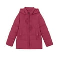 thumbnail image 4 of Fashion Plus Size Hooded Coats for Womens Winter Warm Solid Color Embroidered Jacket Button Double Pocket Zipper Long Sleeved Parkas, 4 of 7
