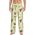 thumbnail image 2 of Lsque Green And Purple Grapes Print Men's Pajama Pants, Lounge Pant - Comfortable Home Wear,Elastic Waistband, Stylish Design-Medium, 2 of 9