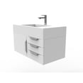 thumbnail image 3 of Nile 36" White Wood Floating Vanity with White Top and Brushed Nickel Trim, 3 of 8