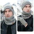 thumbnail image 4 of ZSQDM Winter Hat Scarf Gloves Set Fleece Warm Knit Neck Warmer Wool Thermal Cap Outdoor Sport Ski Bike Mittens Men Women Women beanie Snap Back Hats for Men Scarf ,Hat,& Gloves Migraine Relief Cap, 4 of 7