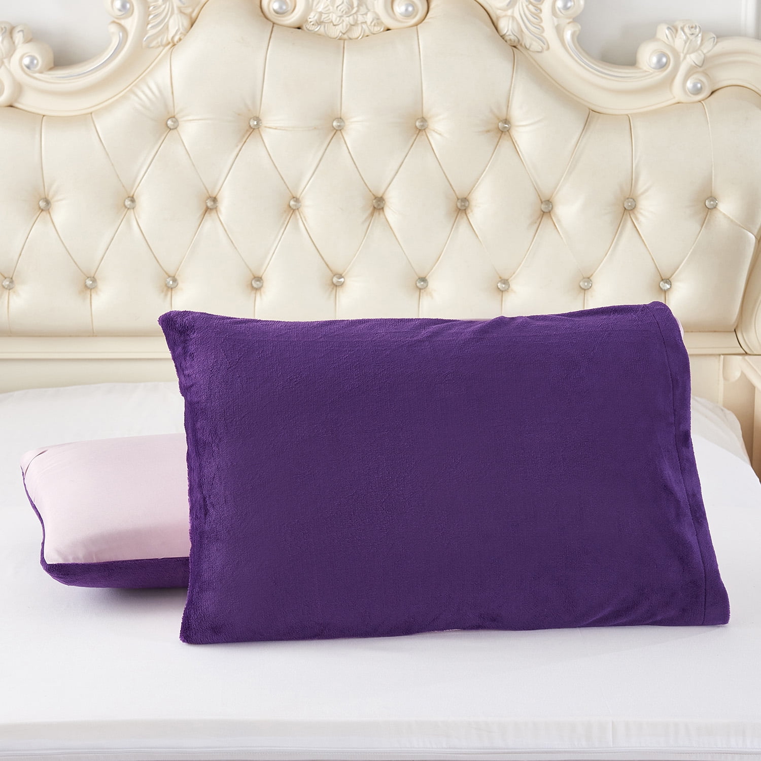 JML Sherpa Fleece Borrego Blanket 3 Pieces,Queen 75" x 83",Thick Warm Blanket,Purple,5.7lb