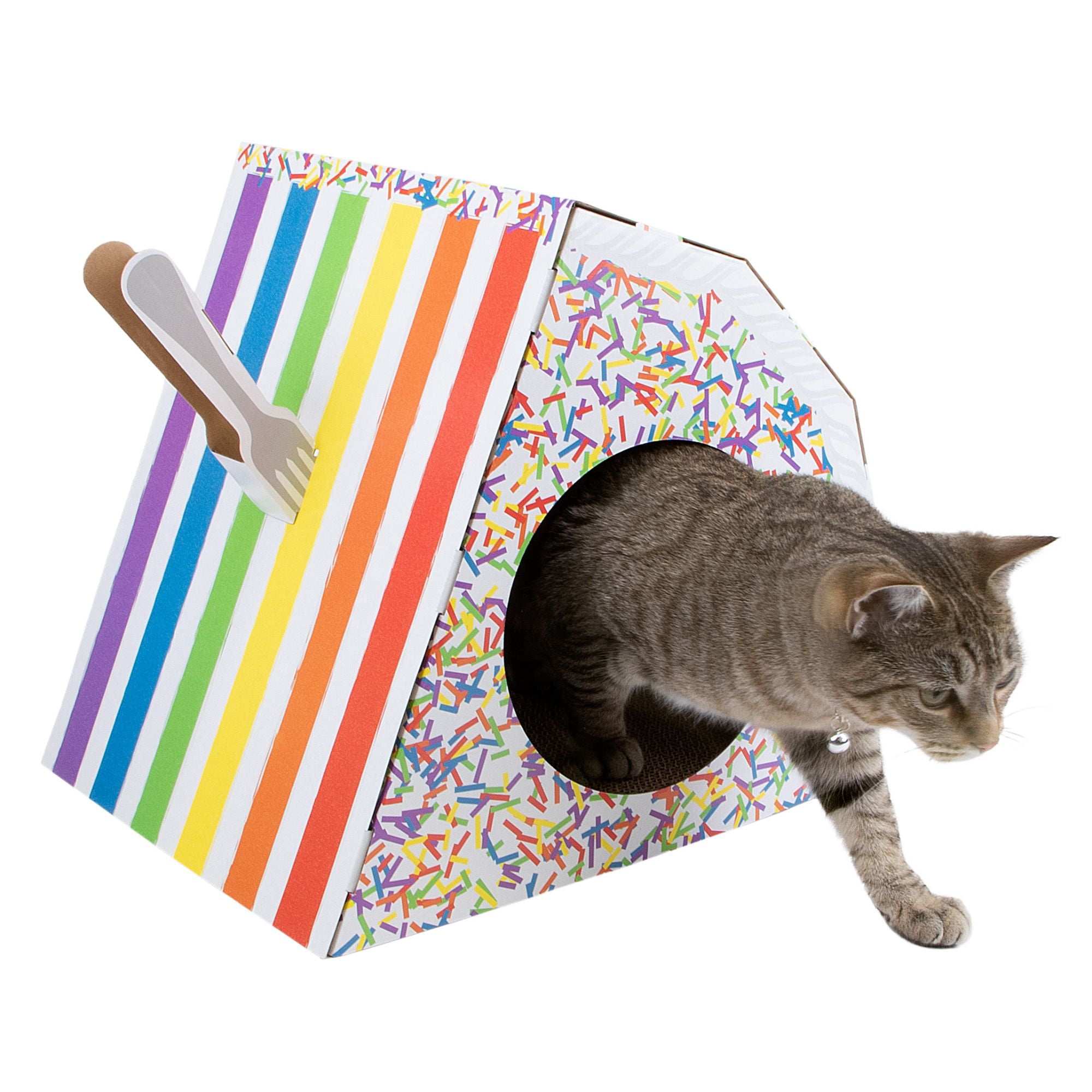 Kitty City Rainbow Cake Slice Durable Corrugate Cardboard Cat Scratching Pad, O/S, Multicolored