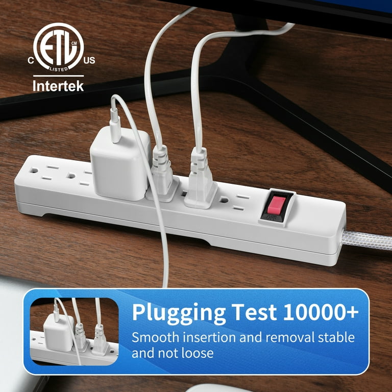 【STRONG】STRONG 006 THERMAL (WHITE) Hyper Tough Indoor 6-Outlet Power Strip with 8ft Braided