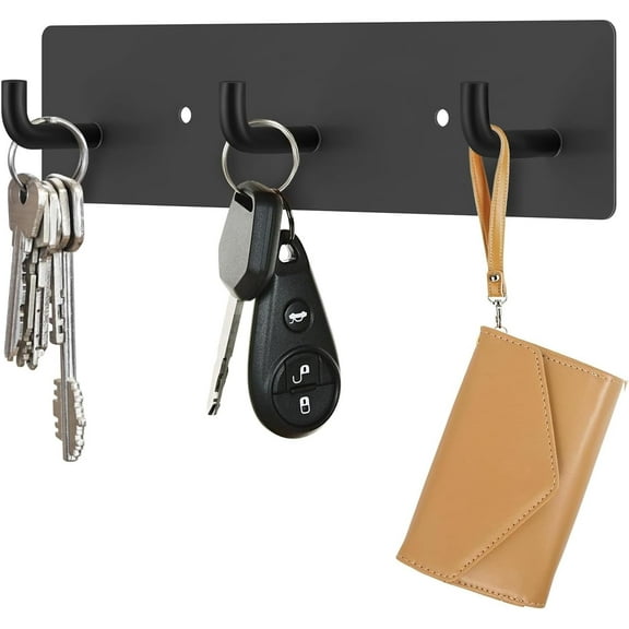 Key Holder for Wall, Self Adhesive Key Rack Wall Mount with Mail Organizer for Entryway Doorway Hallway, Wall Decor, Black