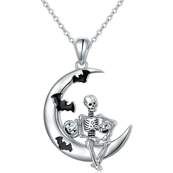 XIHAMA Pumpkin Necklace for Halloween S925 Sterling Silver Pumpkin Devil Forest Pendant Necklace Jewelry Gift for Women