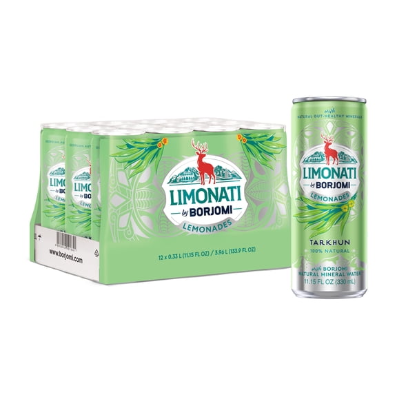 Limonati by Borjomi - Tarkhun Lemonade - Flavored Sparkling Water - 12 Cans