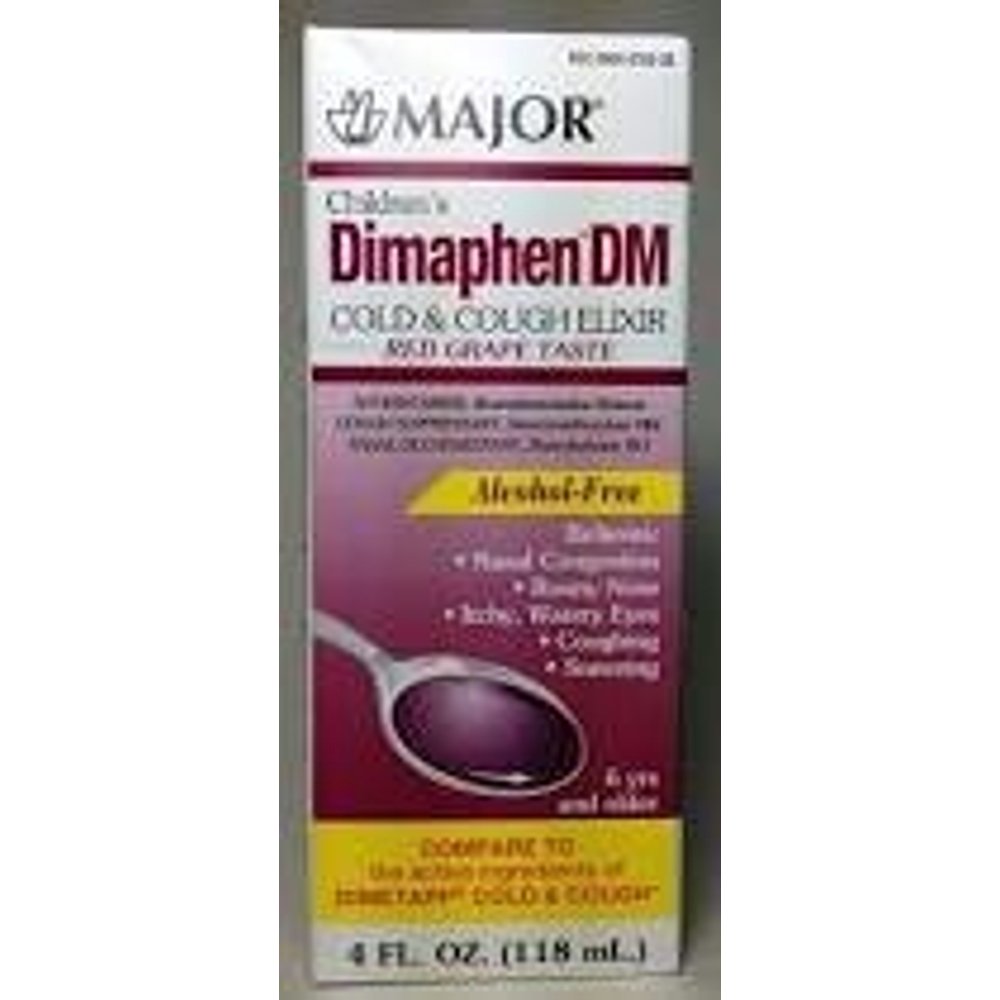 Major Children's Dimaphen DM Cold & Cough Red Grape Elixir, 4 Fl. Oz