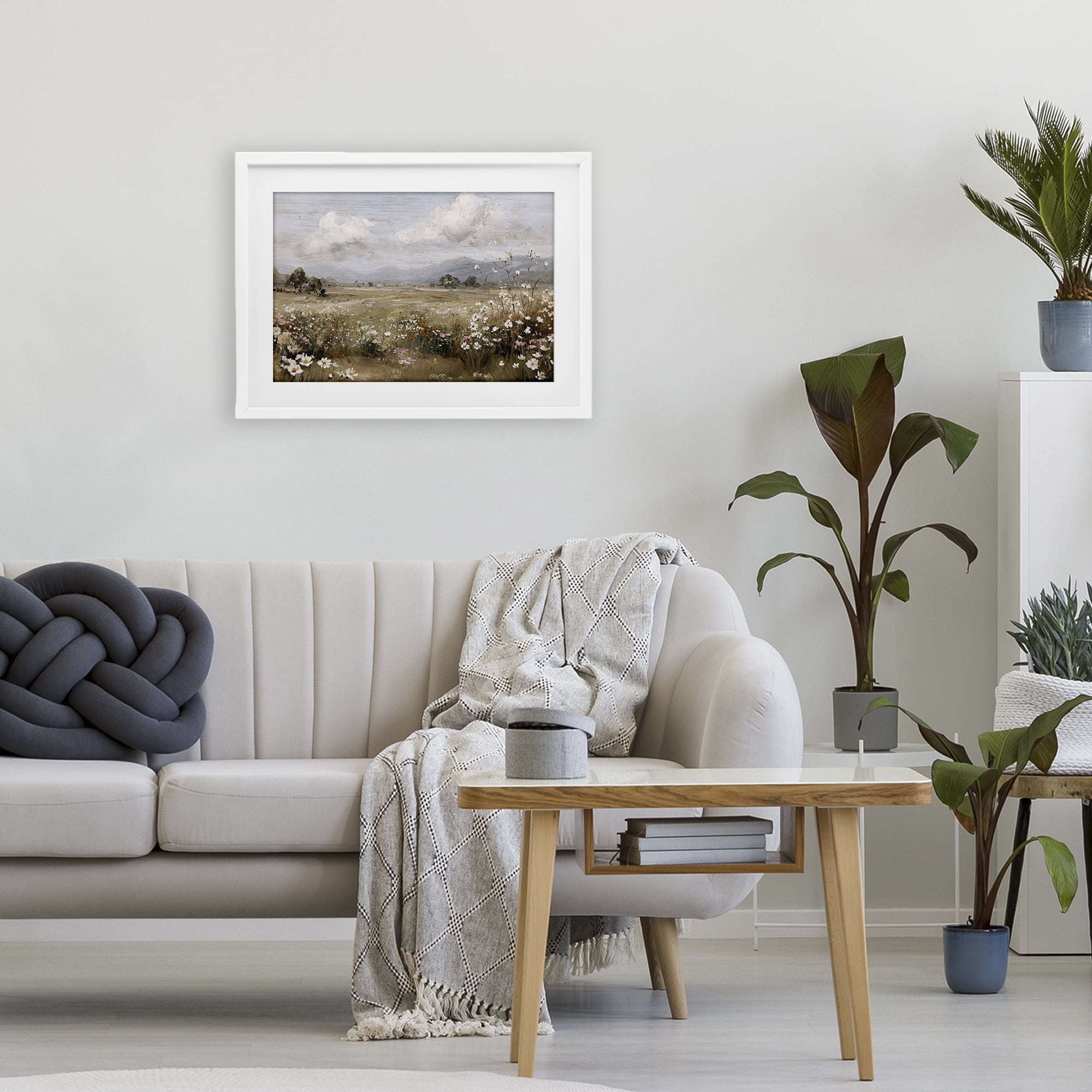 Stupell Industries Daisy Clusters in Field White Framed Print Under Glass, design by Jacky Ngan