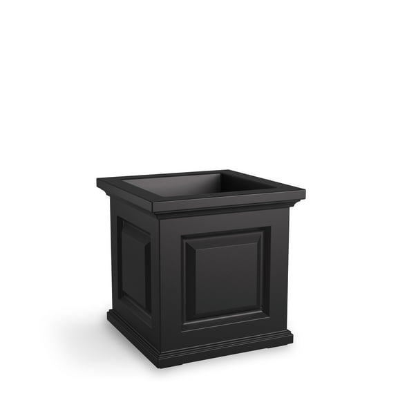 Mayne Nantucket 16" x 16" x 16" Square Black Self Watering Plastic Planter