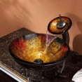 thumbnail image 2 of KRAUS Mercury Glass Vessel Sink in Red/Gold with Waterfall Faucet in Oil Rubbed Bronze, 2 of 6