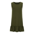 thumbnail image 4 of ZQUUVOU Women's Casaul Dress Round Neck Sleeveless Pleated Midi Dress Olive Green,L, 4 of 6