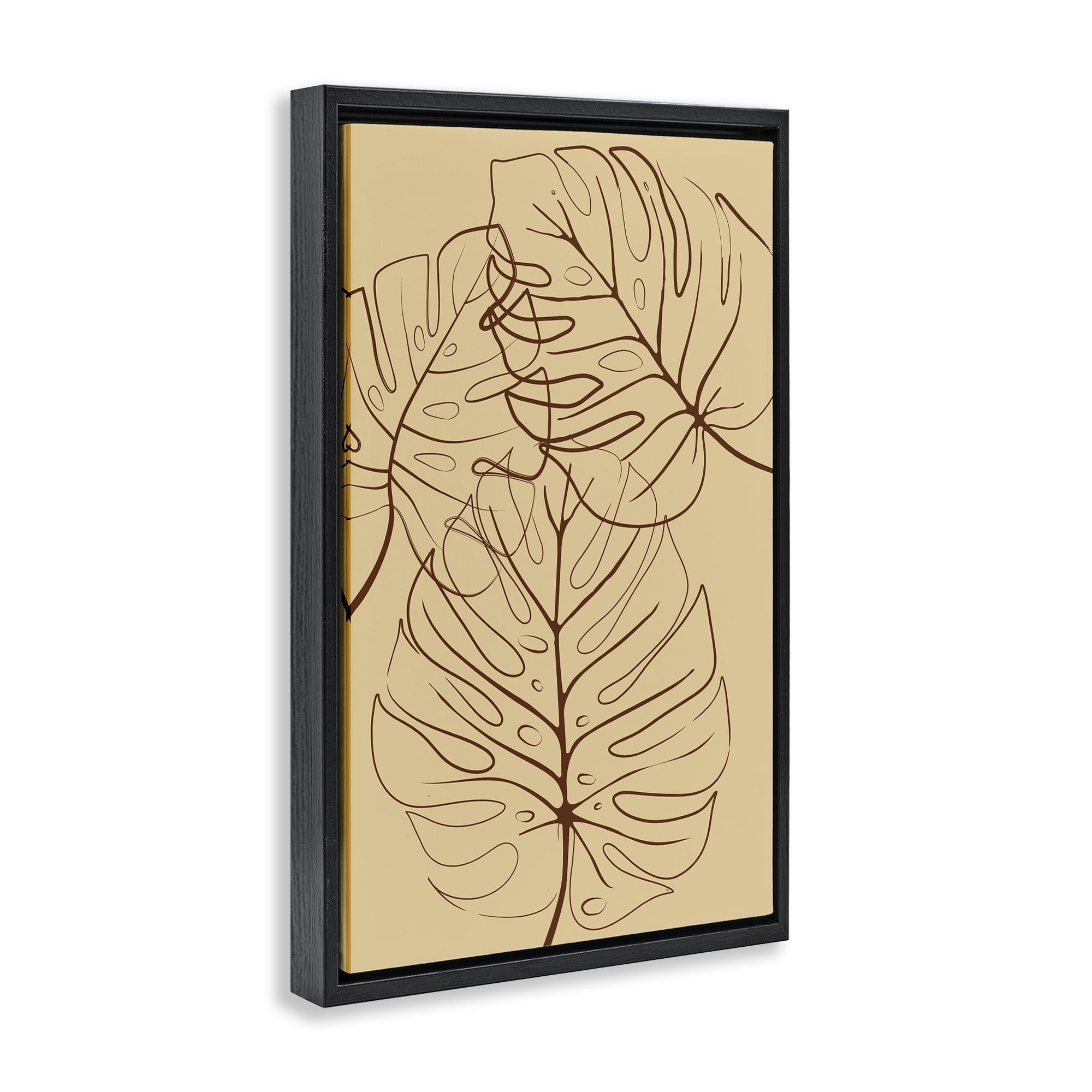 Stupell Industries Autumn Monstera Leaf Contour Black Framed Floater Canvas Wall Art, design by Martina Pavlova