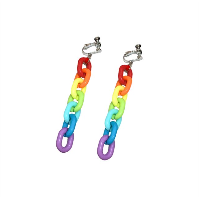 Minnieouse 1 par de pendientes de gota para mujer, joyería geométrica de arcoíris, Clip para oreja Ropa, zapatos y accesorios Miscelánea Type1 Clip de oreja Minnieouse AP011373-02