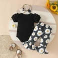 thumbnail image 4 of Durtebeua Girl Outfits 3Pcs Baby Girls Kids Cute T-Shirt Tops+Shorts Pants Outfits Summer Clothes,0-3 Months, 4 of 6