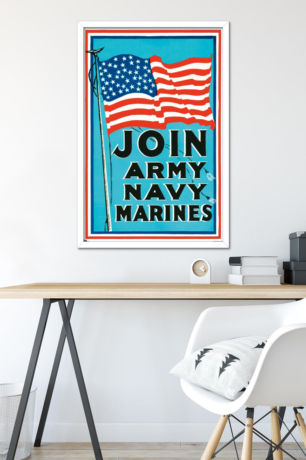 Join Army Navy Marines Wall Poster, 22.375" x 34" Framed