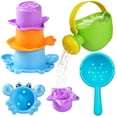 thumbnail image 2 of Syznb 5 Pcs Bath Toys Set, Mold-Resistant Green Watering Can with 3 Stacking Cups and Spoon, Educational Toddler Water Toys for Bathtub, Beach, Pool and Sand, 6 inch, 2 of 9