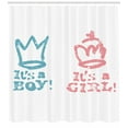 thumbnail image 3 of Ambesonne Cartoon Shower Curtain, Girl Queen Boy King, 69"Wx84"L, Pale Pink and Blue, 3 of 3