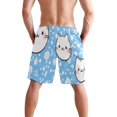 thumbnail image 3 of Cute Cat Faces Small Size Men's Quick Dry Beach Shorts with Mesh Lining, Lightweight, 3 of 8